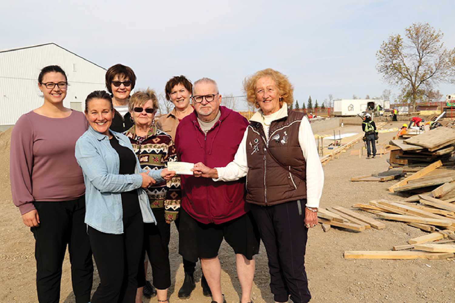 Volunteers with the Rocanville Thrift Store presented $20,000 to Rocanville Recreation for the pool refurbishment project last week. The building committee hopes to have the new pool complete by next spring.